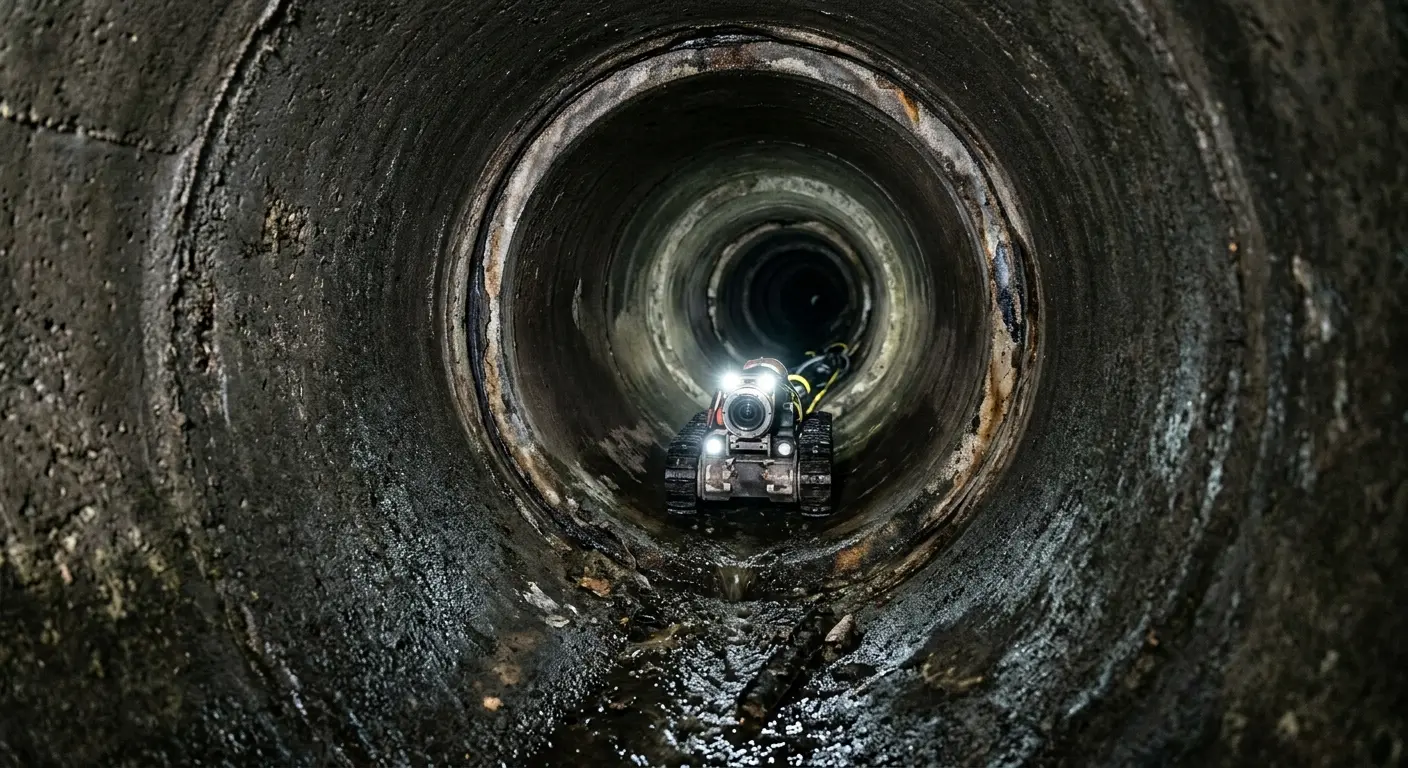 Robotic sewer camera inspecting pipe interior for Sewer Line Repair in Glasgow